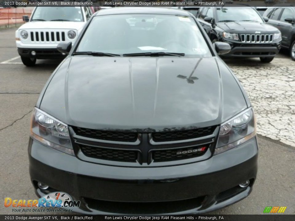 2013 Dodge Avenger SXT V6 Black / Black/Red Photo #10