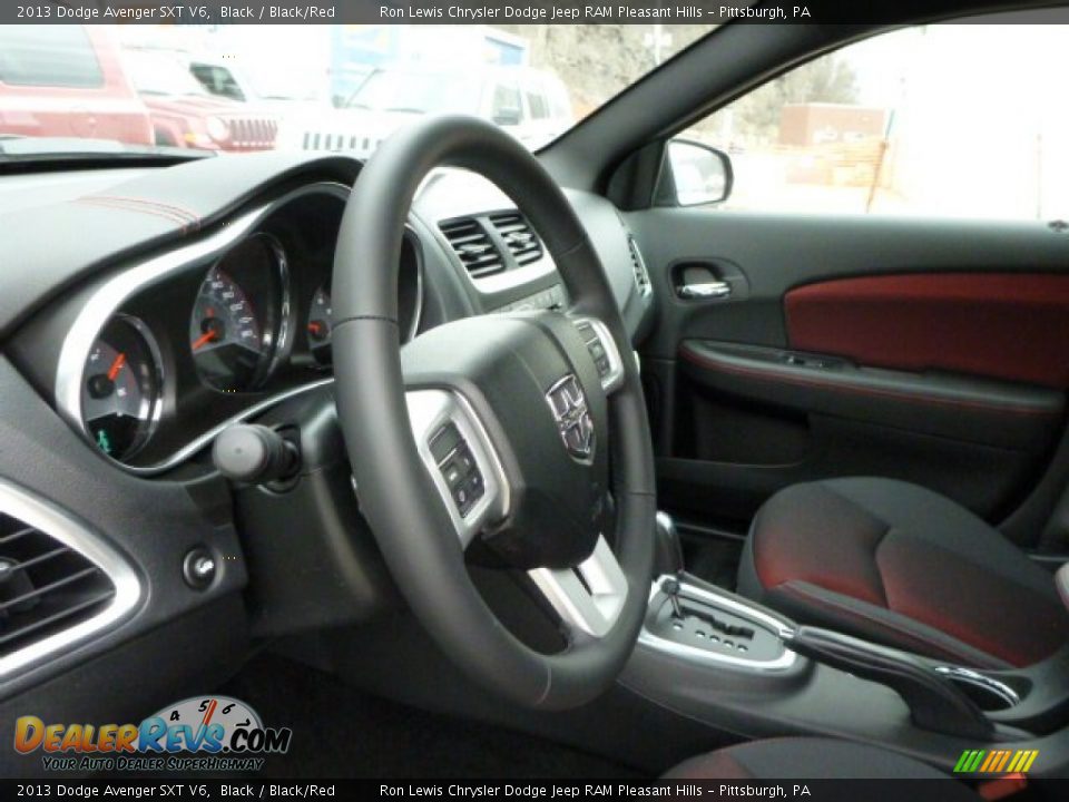 2013 Dodge Avenger SXT V6 Black / Black/Red Photo #18