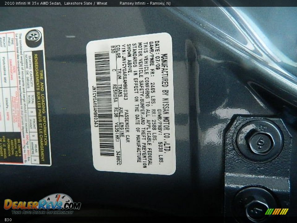 Infiniti Color Code B30 Lakeshore Slate