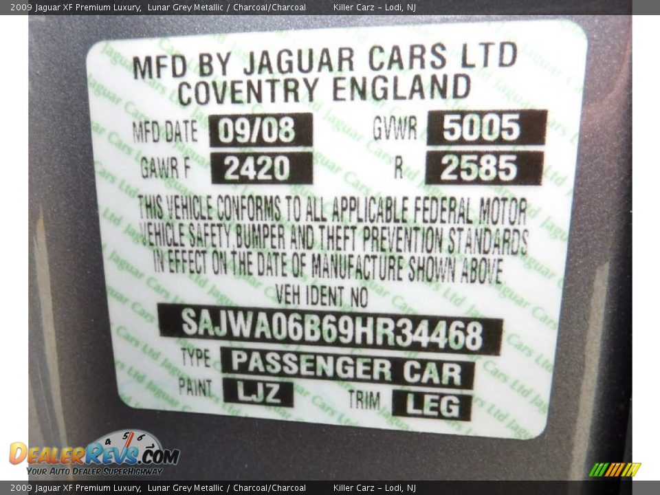 2009 Jaguar XF Premium Luxury Lunar Grey Metallic / Charcoal/Charcoal Photo #36