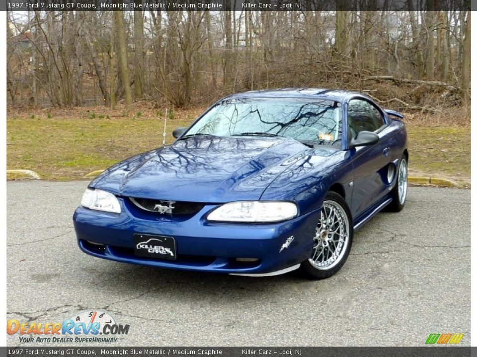 1997 Ford Mustang GT Coupe Moonlight Blue Metallic / Medium Graphite Photo #3
