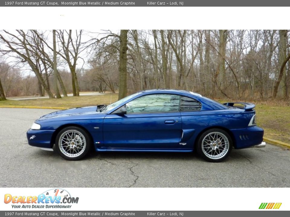 1997 Ford Mustang GT Coupe Moonlight Blue Metallic / Medium Graphite Photo #4