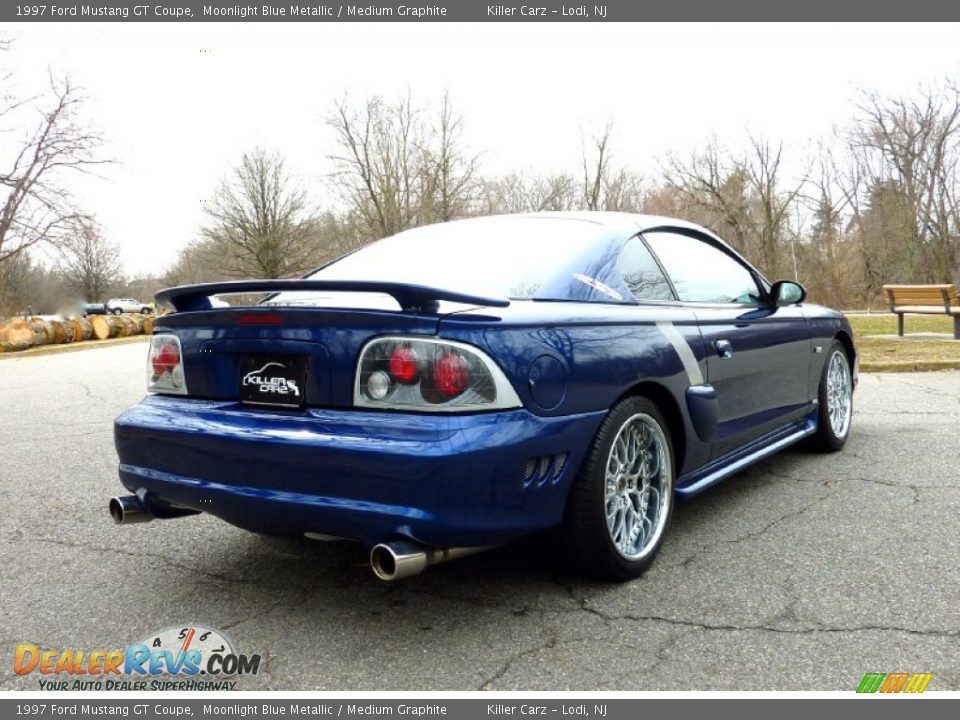 1997 Ford Mustang GT Coupe Moonlight Blue Metallic / Medium Graphite Photo #7