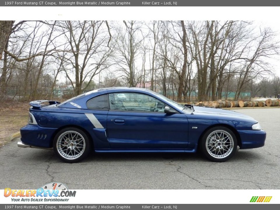 1997 Ford Mustang GT Coupe Moonlight Blue Metallic / Medium Graphite Photo #10