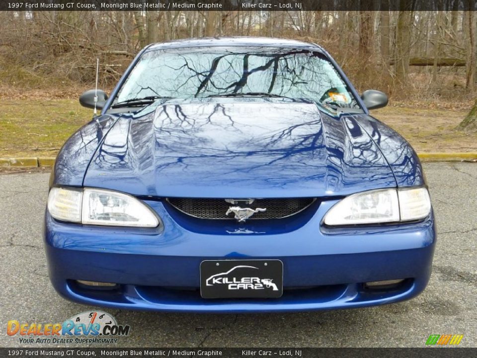 1997 Ford Mustang GT Coupe Moonlight Blue Metallic / Medium Graphite Photo #11