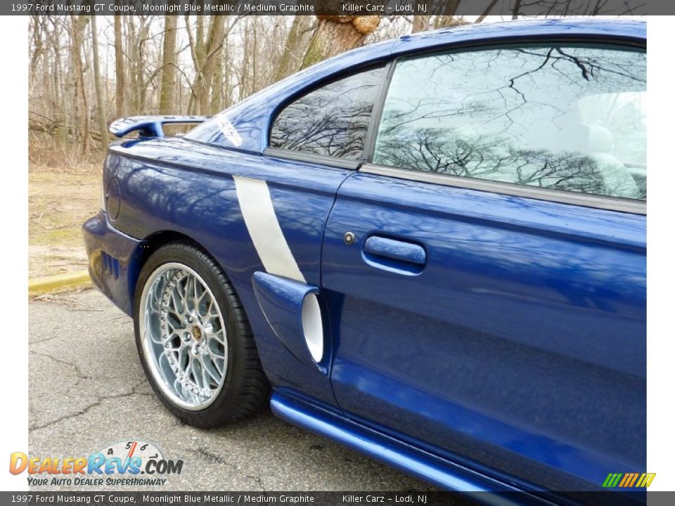 1997 Ford Mustang GT Coupe Moonlight Blue Metallic / Medium Graphite Photo #26