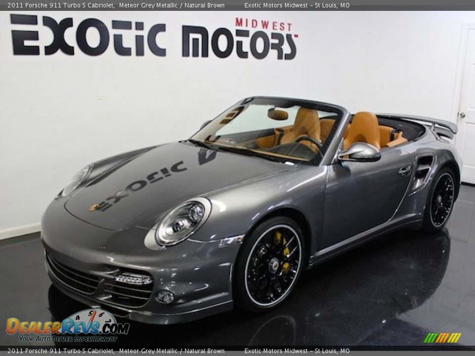 2011 Porsche 911 Turbo S Cabriolet Meteor Grey Metallic / Natural Brown Photo #12