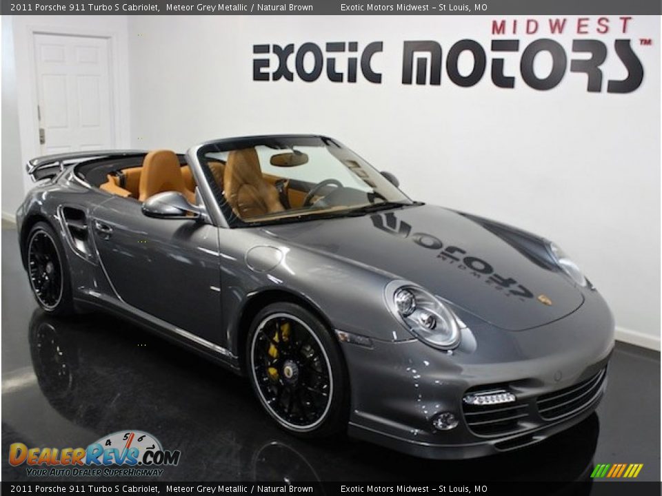 2011 Porsche 911 Turbo S Cabriolet Meteor Grey Metallic / Natural Brown Photo #13