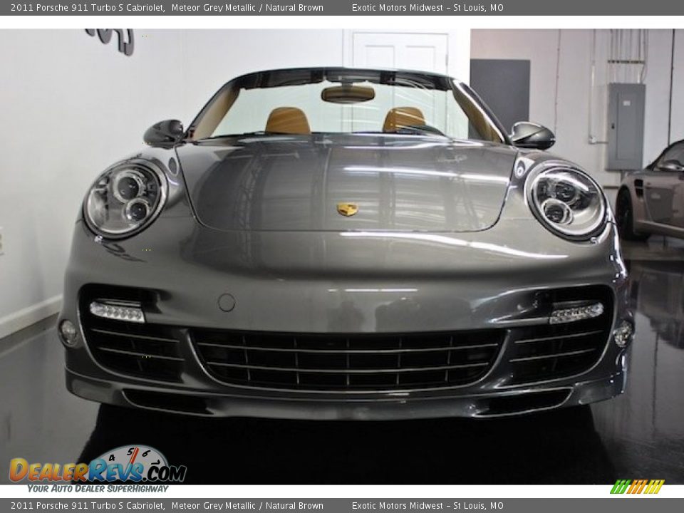 2011 Porsche 911 Turbo S Cabriolet Meteor Grey Metallic / Natural Brown Photo #14