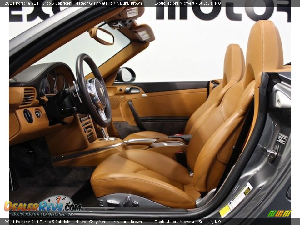 2011 Porsche 911 Turbo S Cabriolet Meteor Grey Metallic / Natural Brown Photo #34