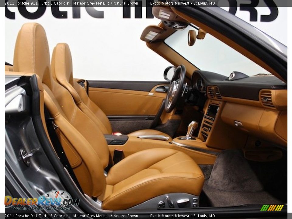 2011 Porsche 911 Turbo S Cabriolet Meteor Grey Metallic / Natural Brown Photo #35