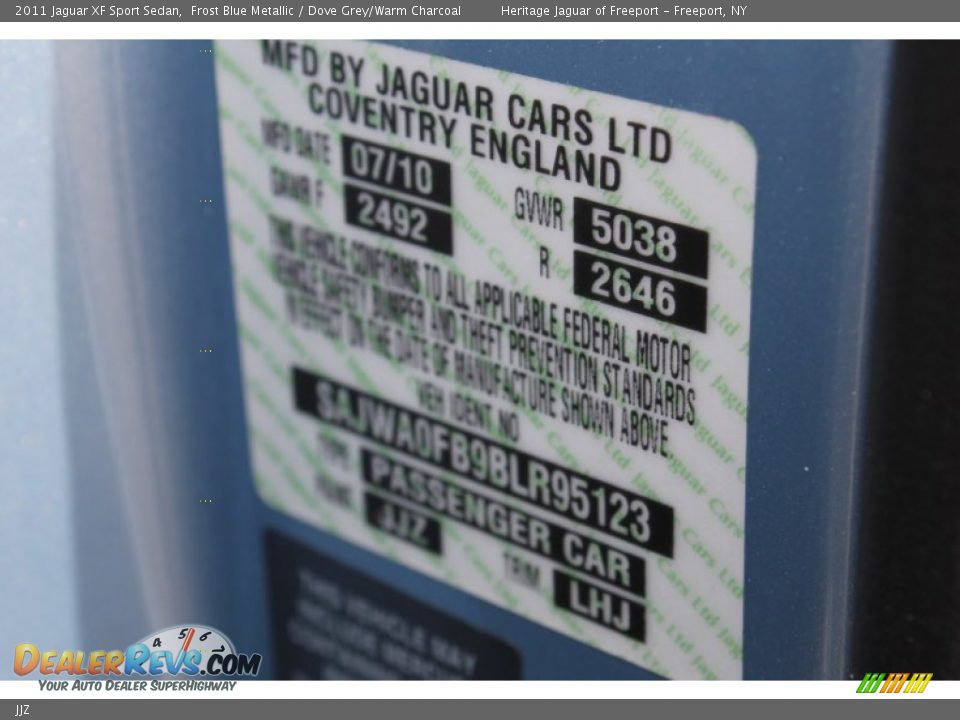 Jaguar Color Code JJZ Frost Blue Metallic