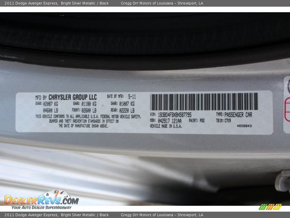 2011 Dodge Avenger Express Bright Silver Metallic / Black Photo #26