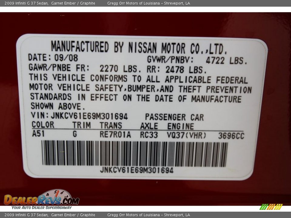 2009 Infiniti G 37 Sedan Garnet Ember / Graphite Photo #31