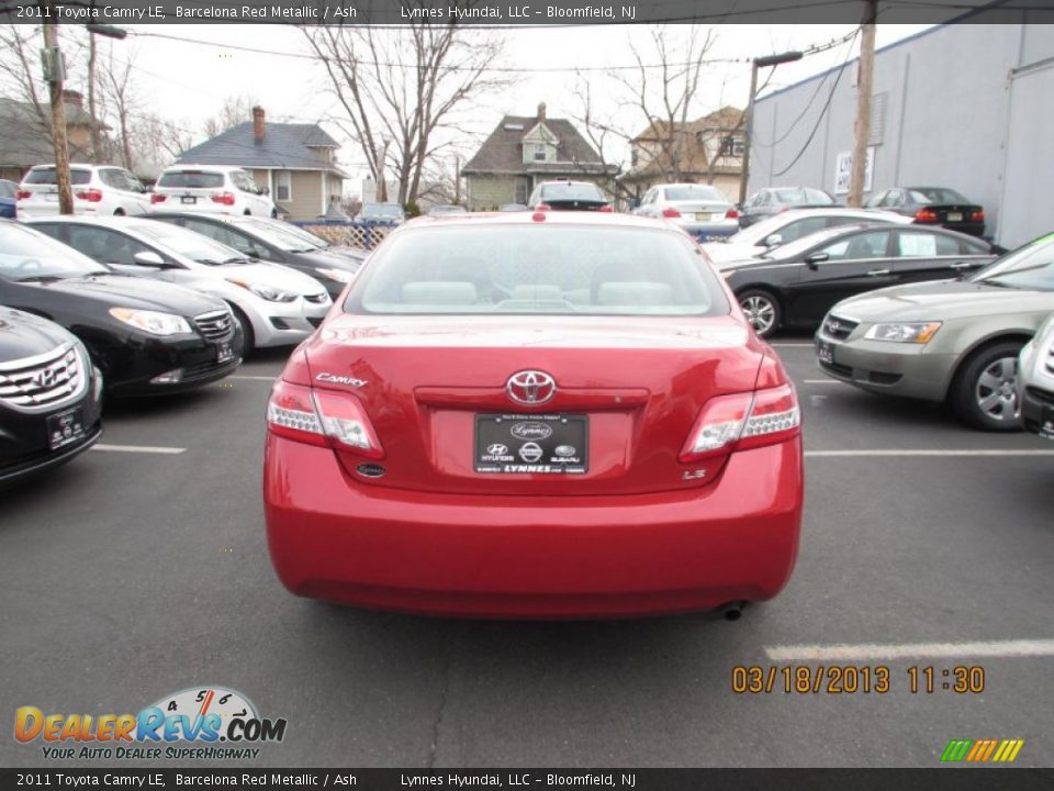 2011 Toyota Camry LE Barcelona Red Metallic / Ash Photo #3