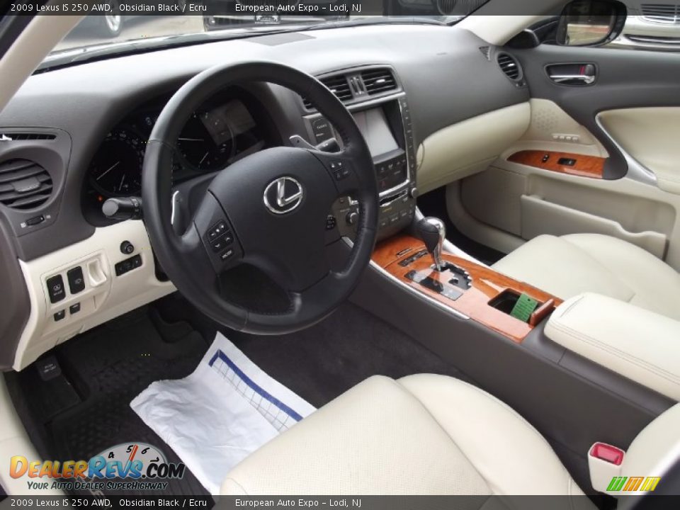 2009 Lexus IS 250 AWD Obsidian Black / Ecru Photo #12