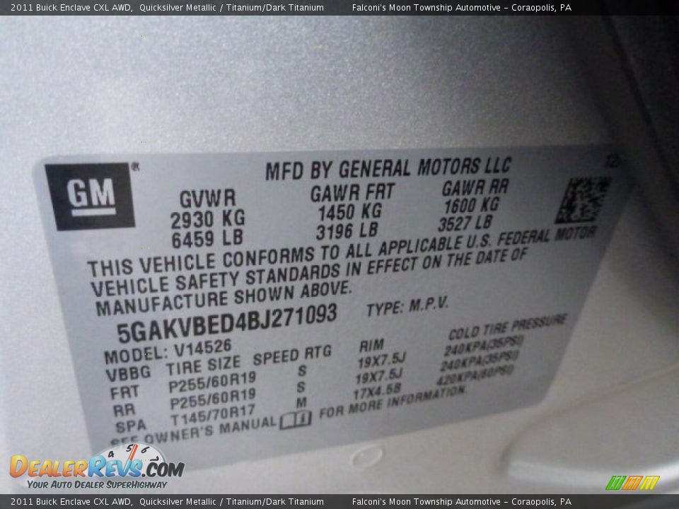 2011 Buick Enclave CXL AWD Quicksilver Metallic / Titanium/Dark Titanium Photo #24