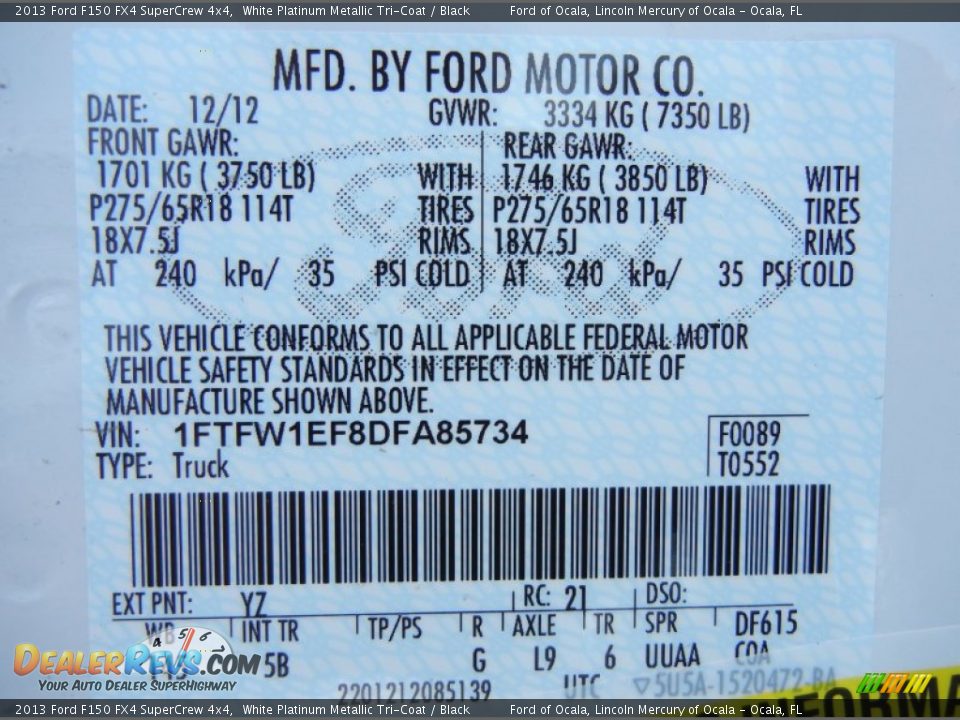 2013 Ford F150 FX4 SuperCrew 4x4 White Platinum Metallic Tri-Coat / Black Photo #16