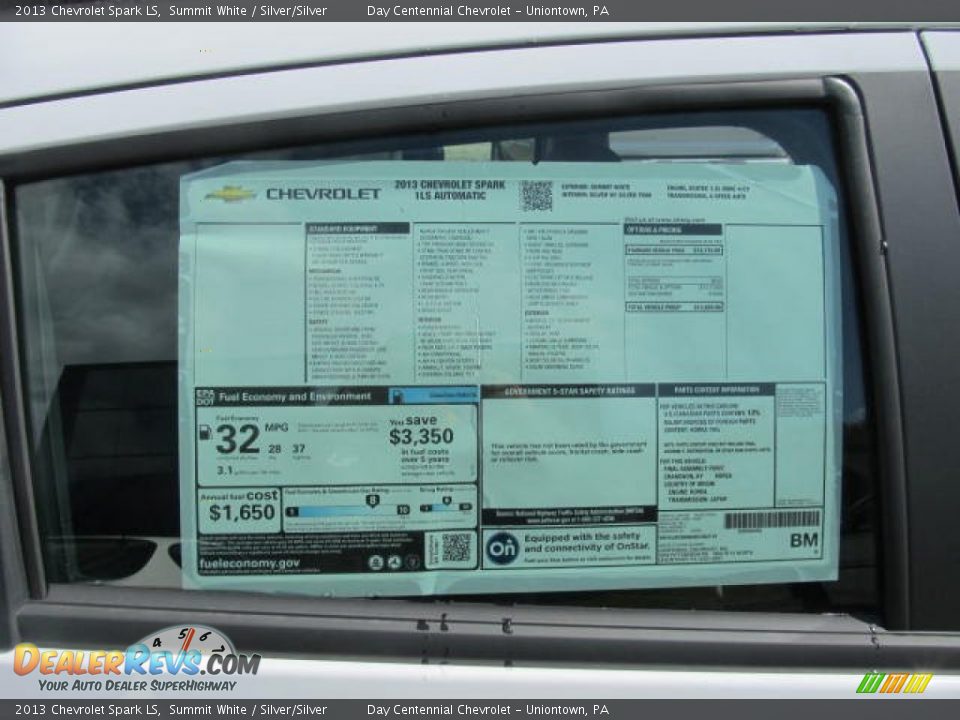 2013 Chevrolet Spark LS Summit White / Silver/Silver Photo #7