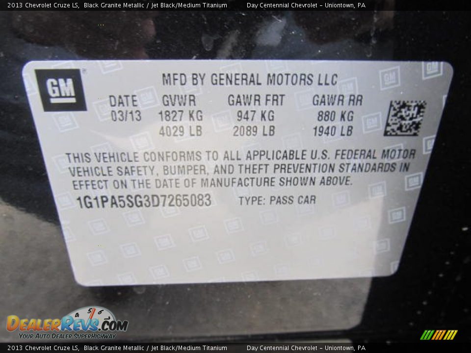 2013 Chevrolet Cruze LS Black Granite Metallic / Jet Black/Medium Titanium Photo #19