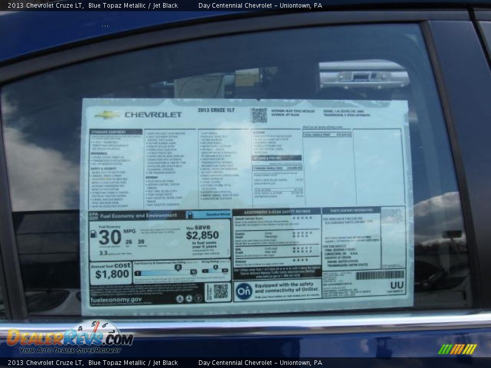 2013 Chevrolet Cruze LT Blue Topaz Metallic / Jet Black Photo #7