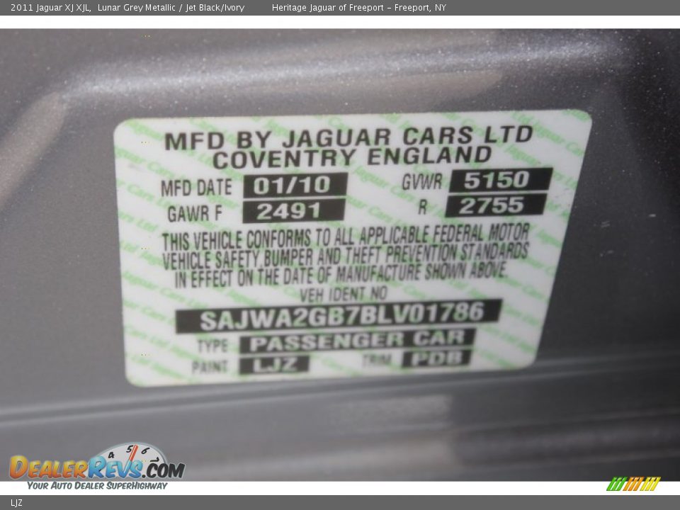 Jaguar Color Code LJZ Lunar Grey Metallic