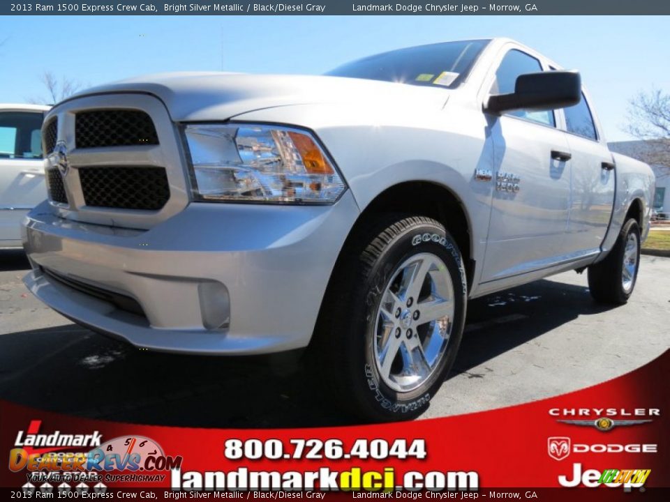 2013 Ram 1500 Express Crew Cab Bright Silver Metallic / Black/Diesel Gray Photo #1