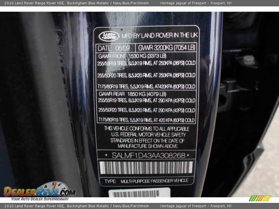 2010 Land Rover Range Rover HSE Buckingham Blue Metallic / Navy Blue/Parchment Photo #32