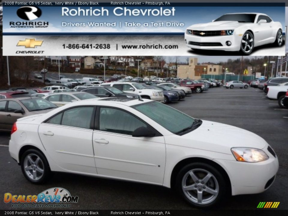 2008 Pontiac G6 V6 Sedan Ivory White / Ebony Black Photo #1