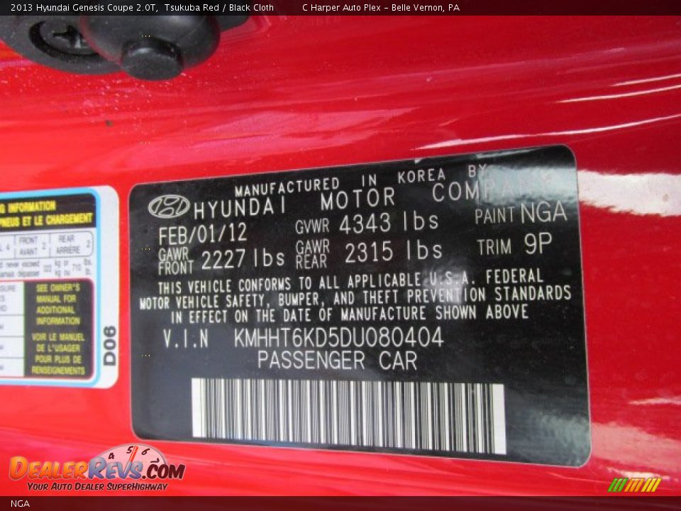 Hyundai Color Code NGA Tsukuba Red