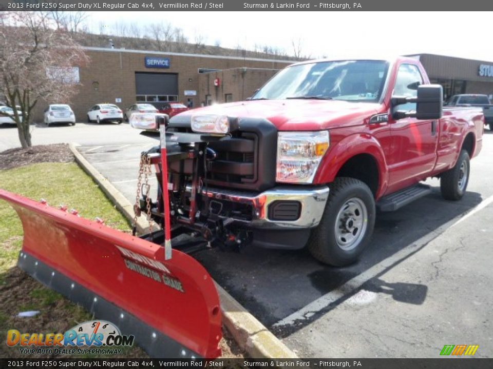 2013 Ford F250 Super Duty XL Regular Cab 4x4 Vermillion Red / Steel Photo #5