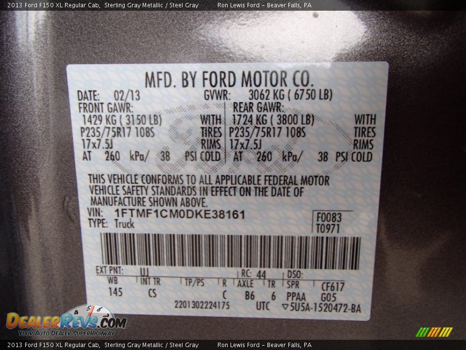 2013 Ford F150 XL Regular Cab Sterling Gray Metallic / Steel Gray Photo #20