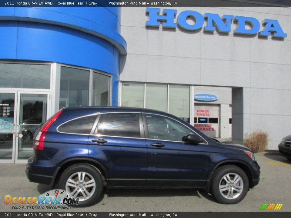 2011 Honda CR-V EX 4WD Royal Blue Pearl / Gray Photo #3