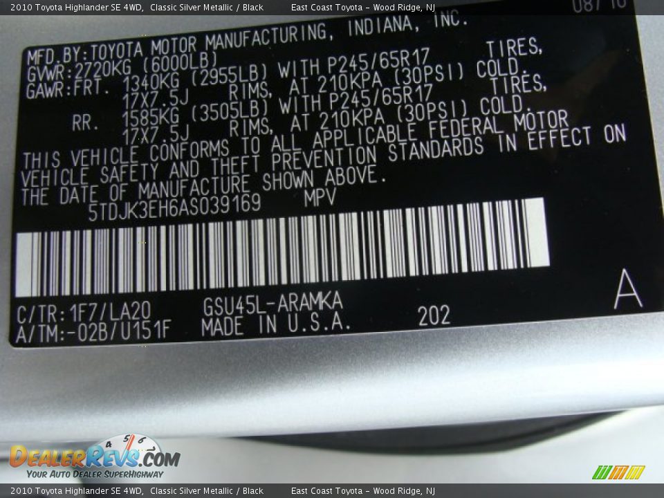 2010 Toyota Highlander SE 4WD Classic Silver Metallic / Black Photo #15