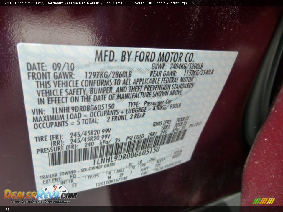 Lincoln Color Code FQ Bordeaux Reserve Red Metallic