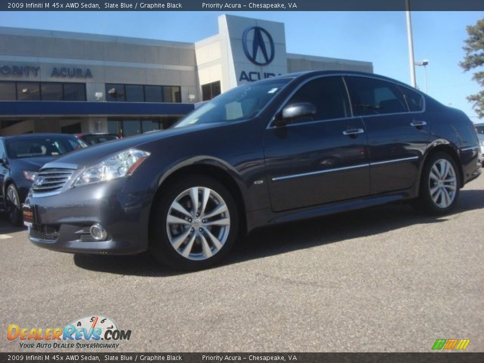 2009 Infiniti M 45x AWD Sedan Slate Blue / Graphite Black Photo #2