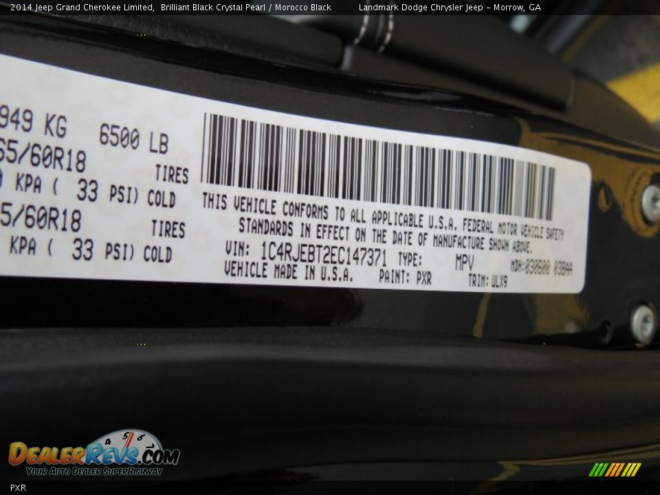 Jeep Color Code PXR Brilliant Black Crystal Pearl