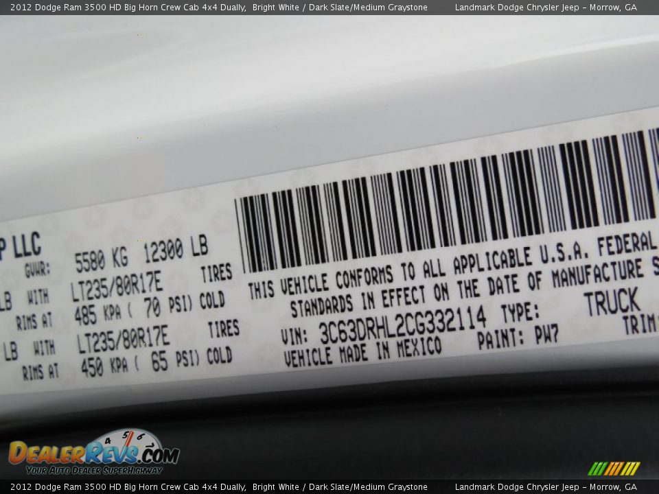 2012 Dodge Ram 3500 HD Big Horn Crew Cab 4x4 Dually Bright White / Dark Slate/Medium Graystone Photo #11