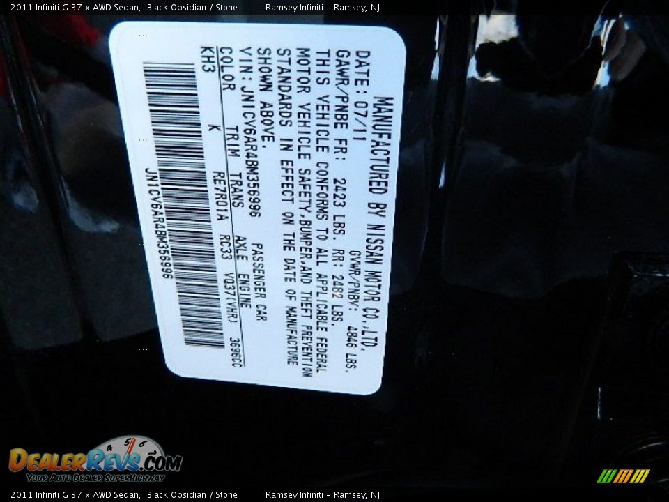 2011 Infiniti G 37 x AWD Sedan Black Obsidian / Stone Photo #21