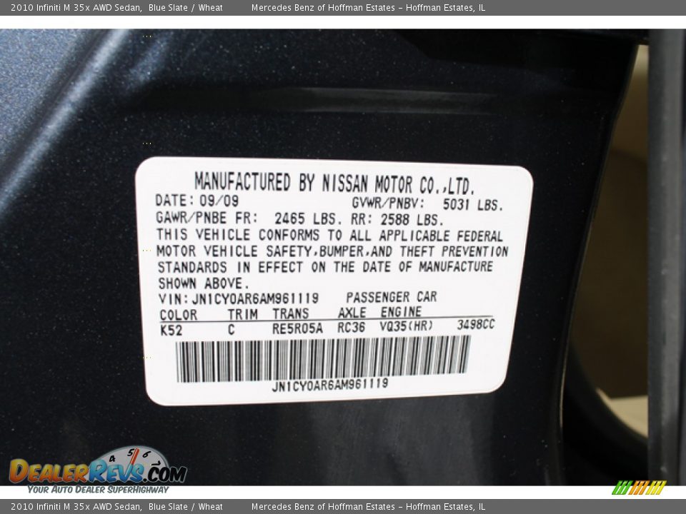 2010 Infiniti M 35x AWD Sedan Blue Slate / Wheat Photo #31