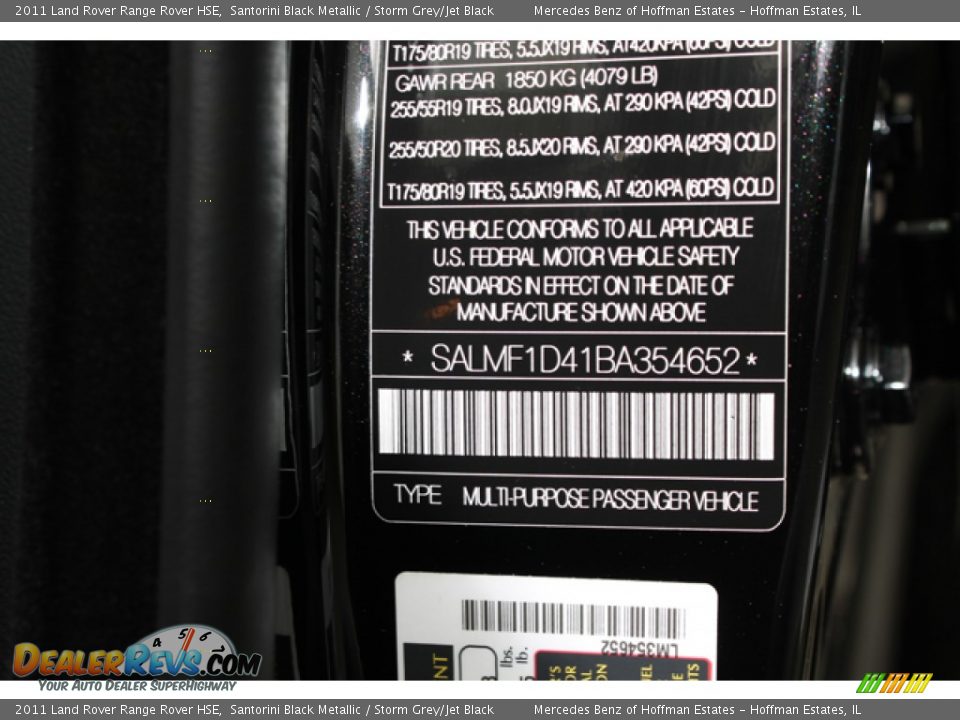 2011 Land Rover Range Rover HSE Santorini Black Metallic / Storm Grey/Jet Black Photo #32