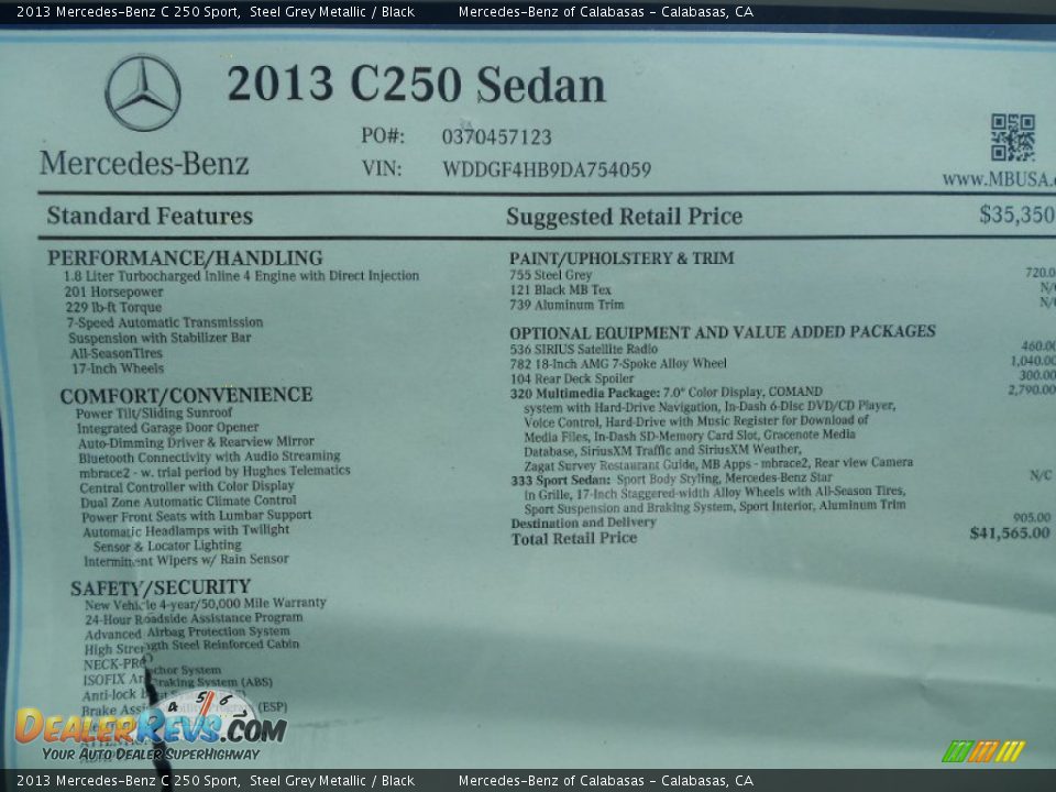 2013 Mercedes-Benz C 250 Sport Steel Grey Metallic / Black Photo #14