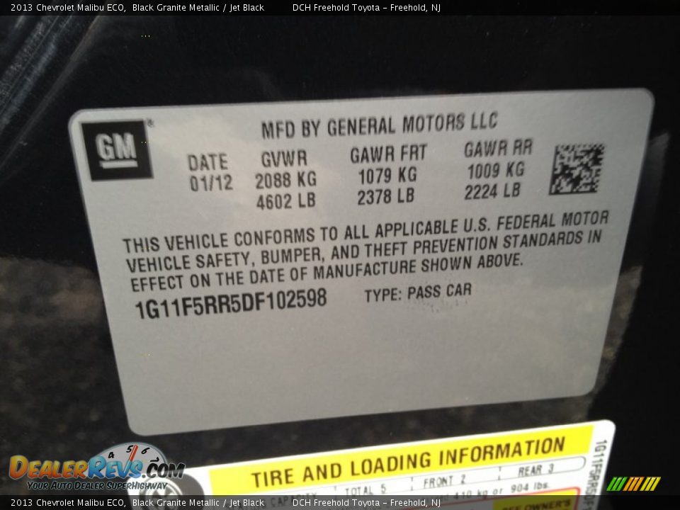 2013 Chevrolet Malibu ECO Black Granite Metallic / Jet Black Photo #16