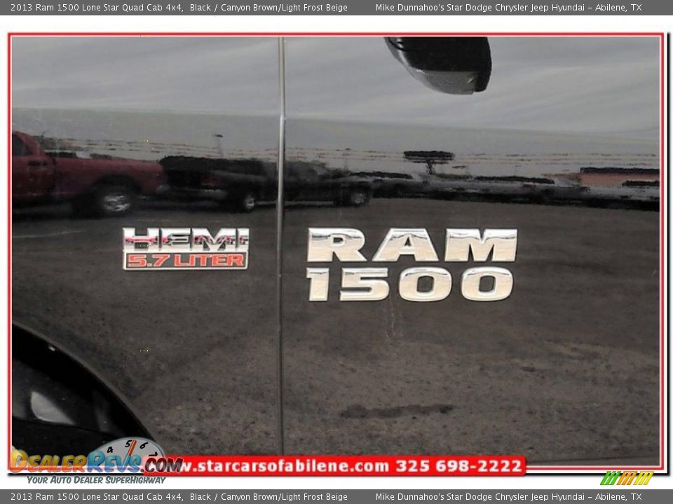 2013 Ram 1500 Lone Star Quad Cab 4x4 Black / Canyon Brown/Light Frost Beige Photo #2