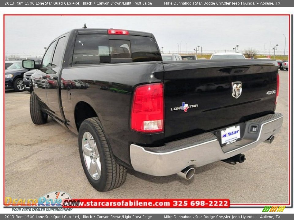 2013 Ram 1500 Lone Star Quad Cab 4x4 Black / Canyon Brown/Light Frost Beige Photo #4