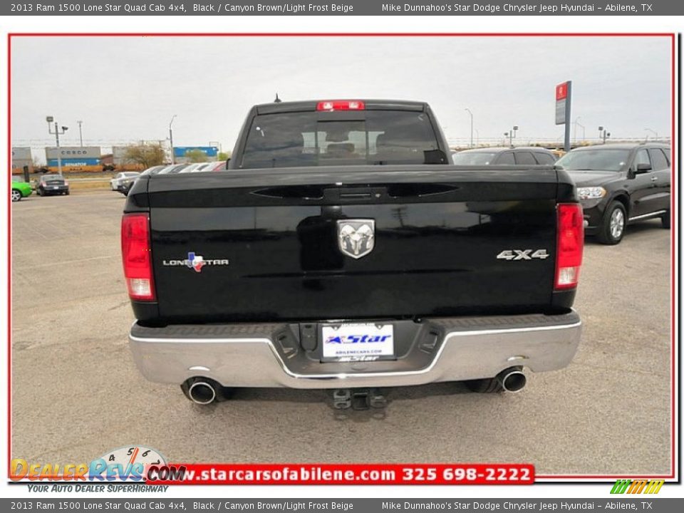 2013 Ram 1500 Lone Star Quad Cab 4x4 Black / Canyon Brown/Light Frost Beige Photo #7