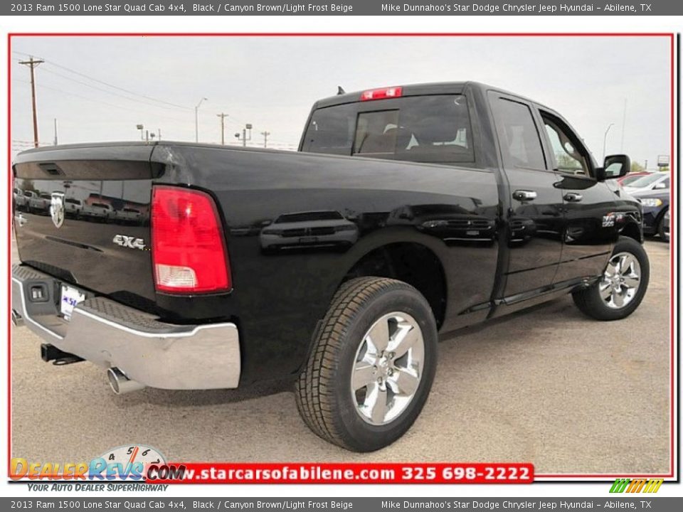 2013 Ram 1500 Lone Star Quad Cab 4x4 Black / Canyon Brown/Light Frost Beige Photo #9