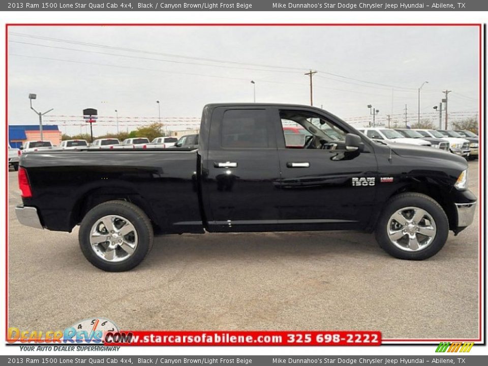 2013 Ram 1500 Lone Star Quad Cab 4x4 Black / Canyon Brown/Light Frost Beige Photo #10