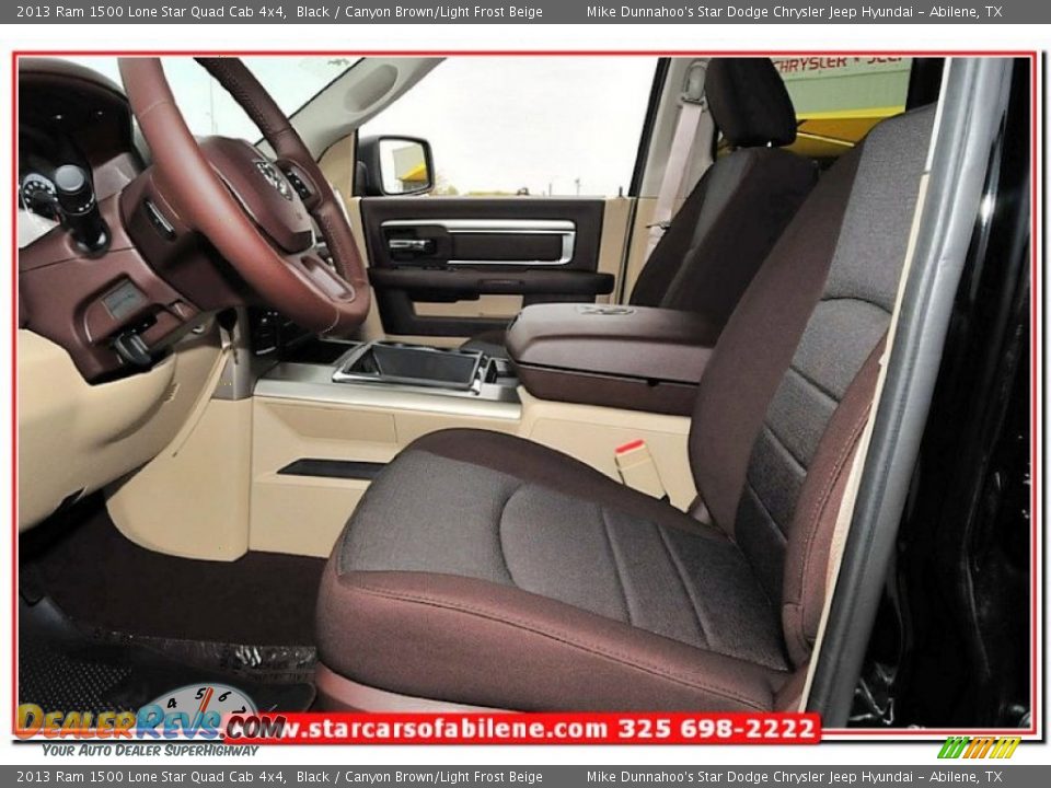 2013 Ram 1500 Lone Star Quad Cab 4x4 Black / Canyon Brown/Light Frost Beige Photo #14