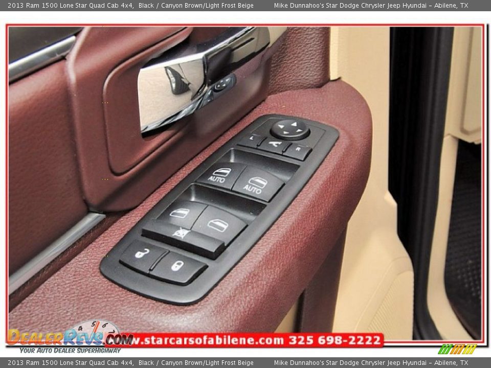 2013 Ram 1500 Lone Star Quad Cab 4x4 Black / Canyon Brown/Light Frost Beige Photo #16